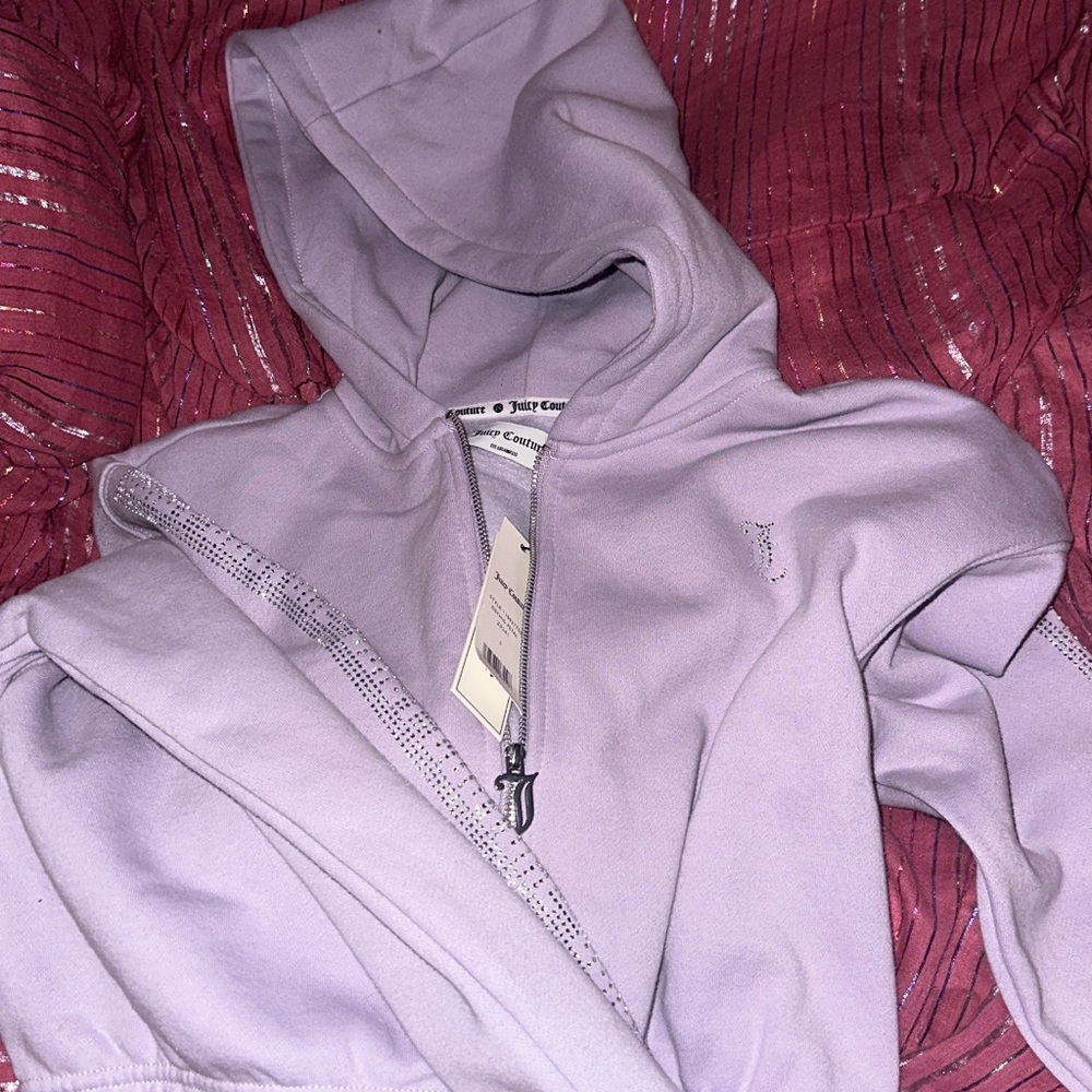 Juicy Couture Light Purple Zip-Up Hoodie Cropped